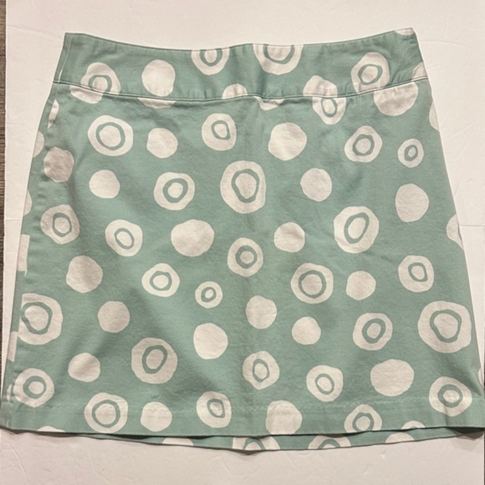 Talbots mint green and white Polka Dot A-Line mini Skirt Size 8P